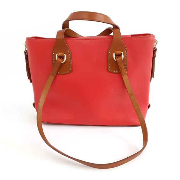 Dooney & Bourke Morgan Satchel Red Handbag Saffiano Leather Shoulder Bag Cognac - Picture 4 of 15